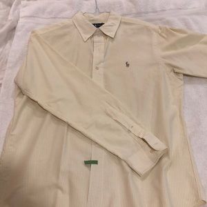 Yellow and white striped Polo oxford weight - L